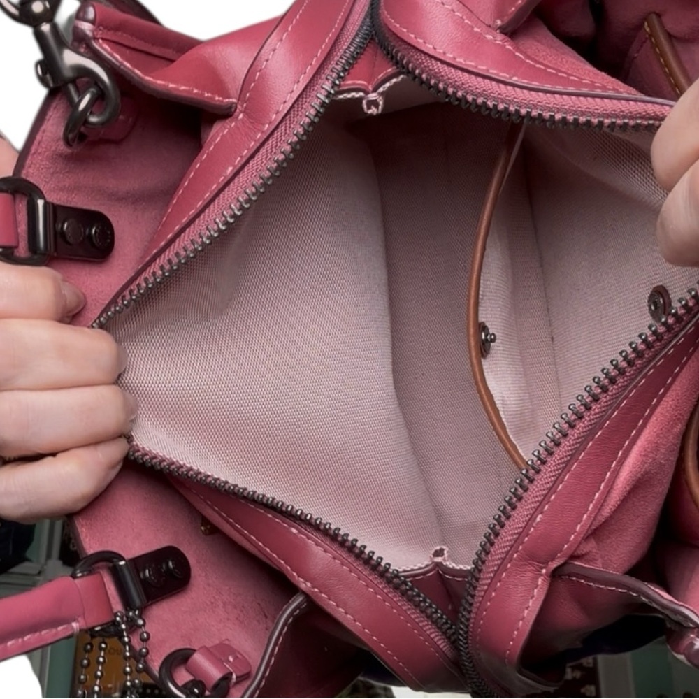 Coach Rogue 25 Mixed Weave Leather Top Handle Shoulder Bag Burgundy Multi - Picture 10 of 13